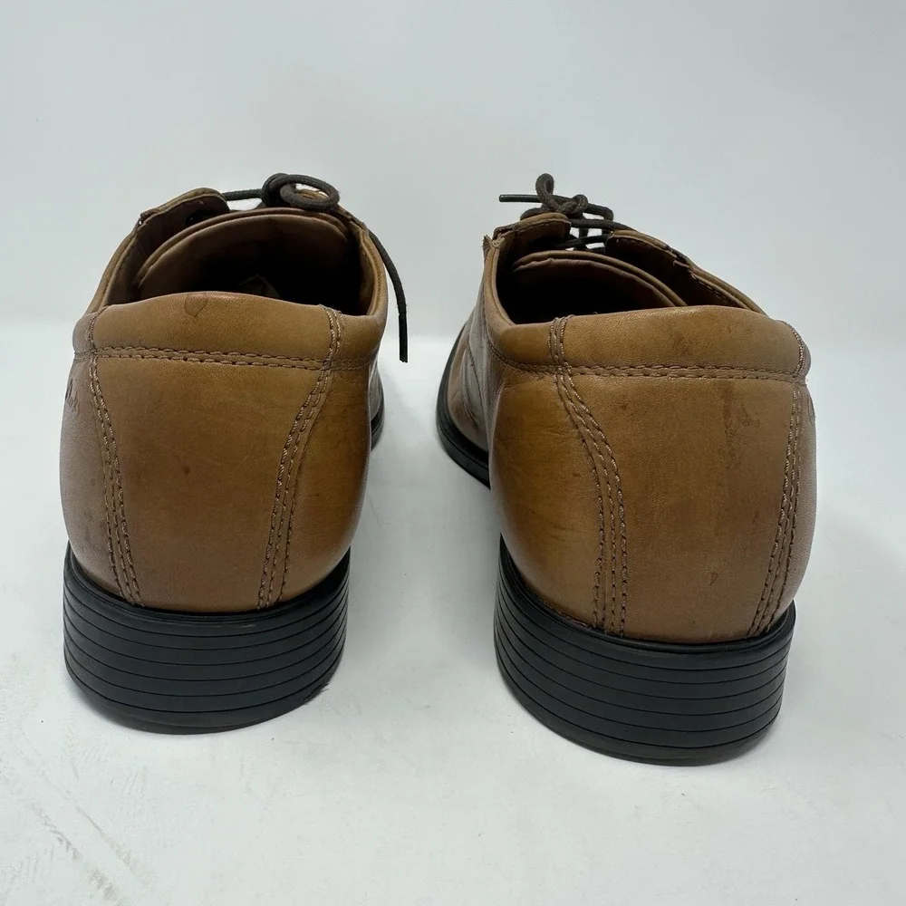 Clarks Tilden Walk Men's‎ Size 11.5 W Dark Tan Leather Lace Up Oxford Shoes